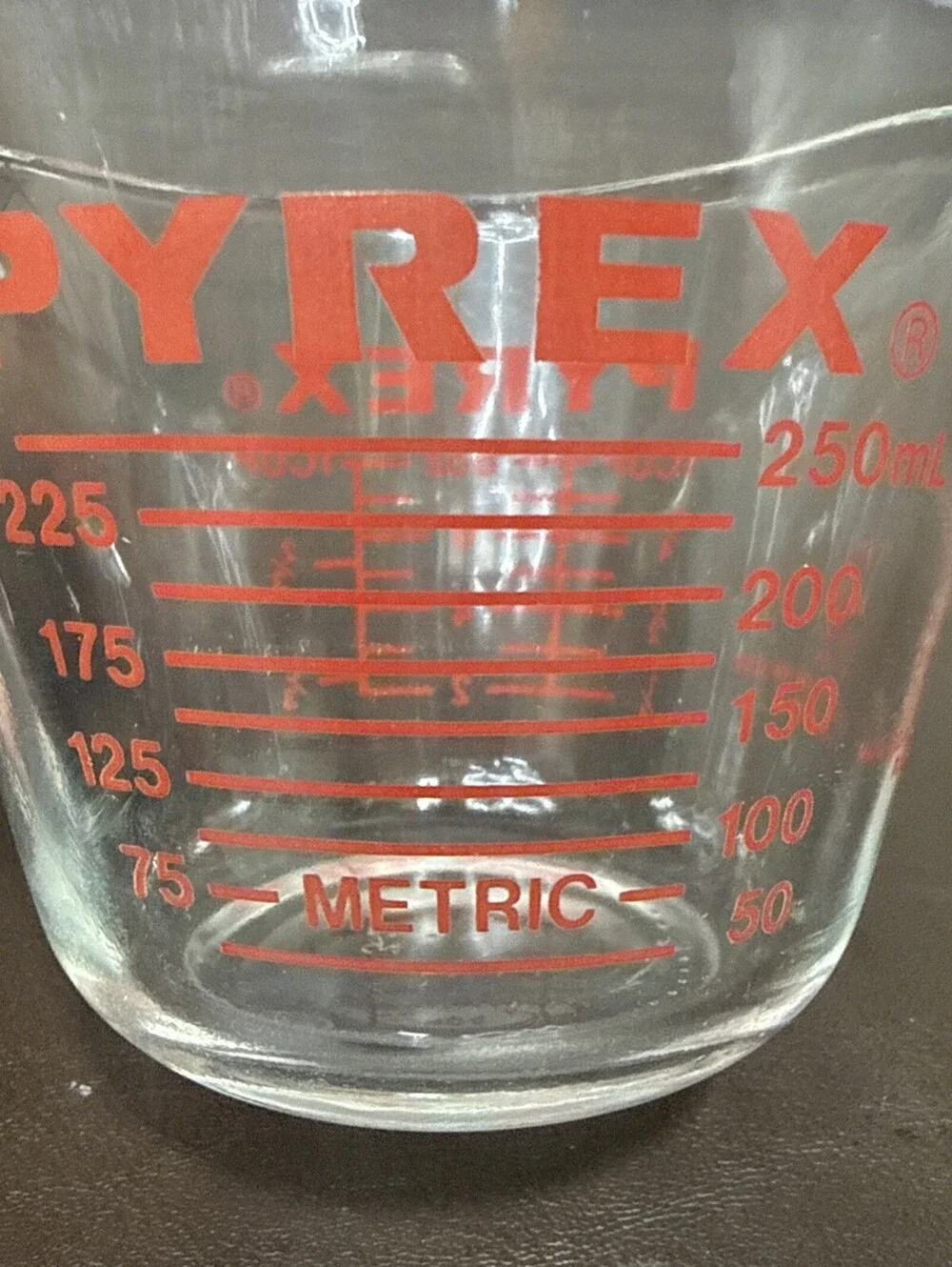 PYREX Vintage Measuring 1 Cup Glass 8oz RED Lettering USA Model 508 Corning NY